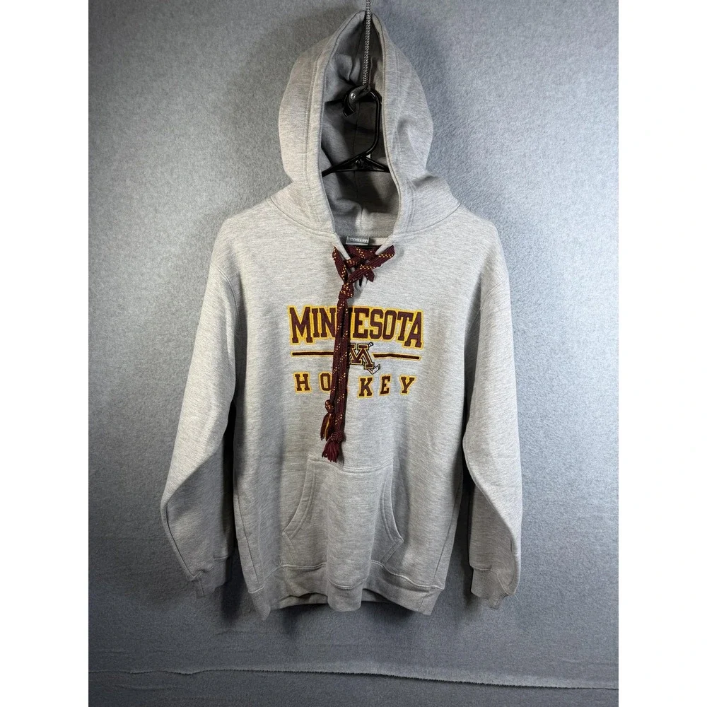 Minnesota Golden Gophers Hoodie Youth XL Gray NCAA Hockey Sweatshirt Signature